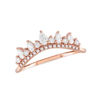 0.26 CT Marquise-Cut and 0.18 CT Round-Cut Diamond Ring in 14K or 18K Rose Gold - Image 1